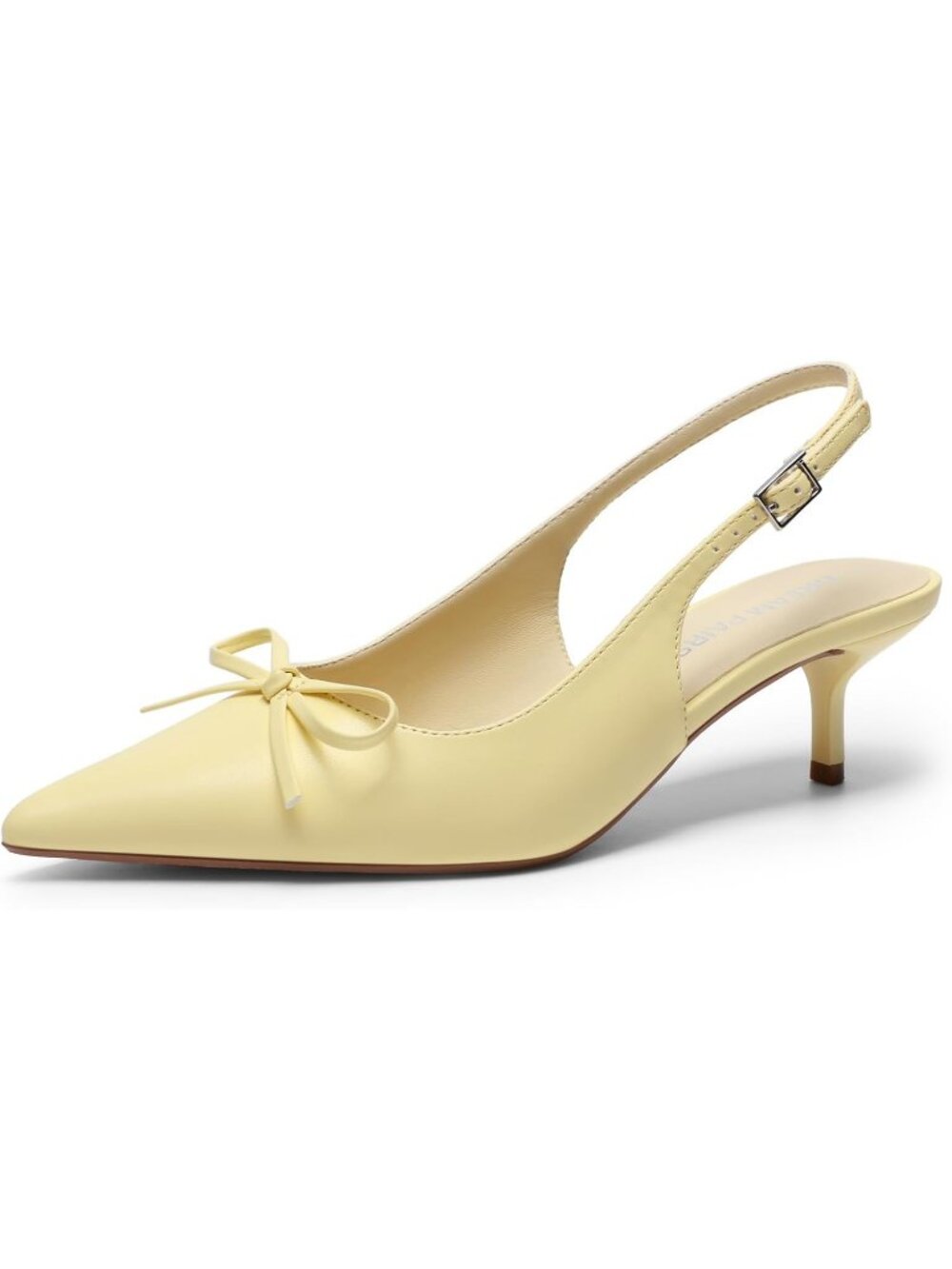 Dream Pairs Women's Yellow Slingback Kitten Heel Pointed Toe Bow Pumps